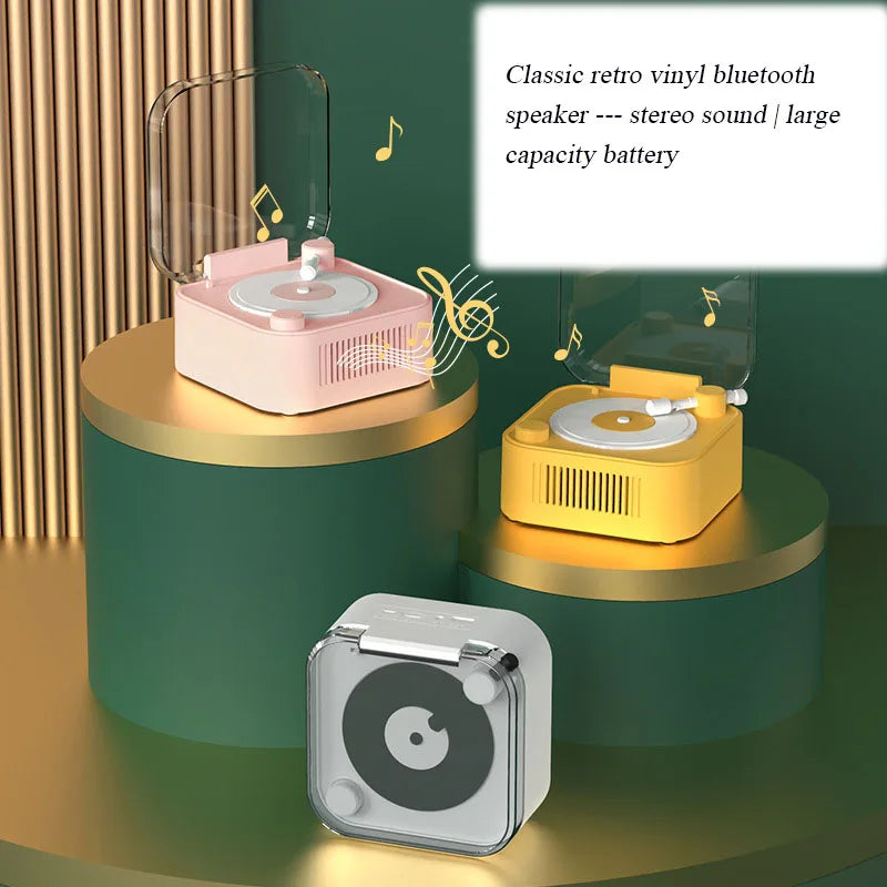 Retro Vinyl Bluetooth Speaker With Long Battery Life