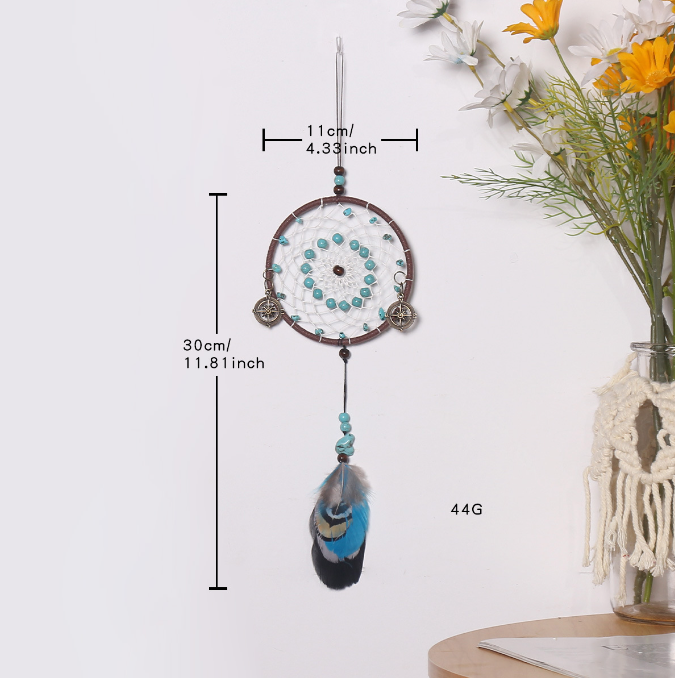 Boho Dream Catcher Car Mirror Hanger with Turquoise Beads