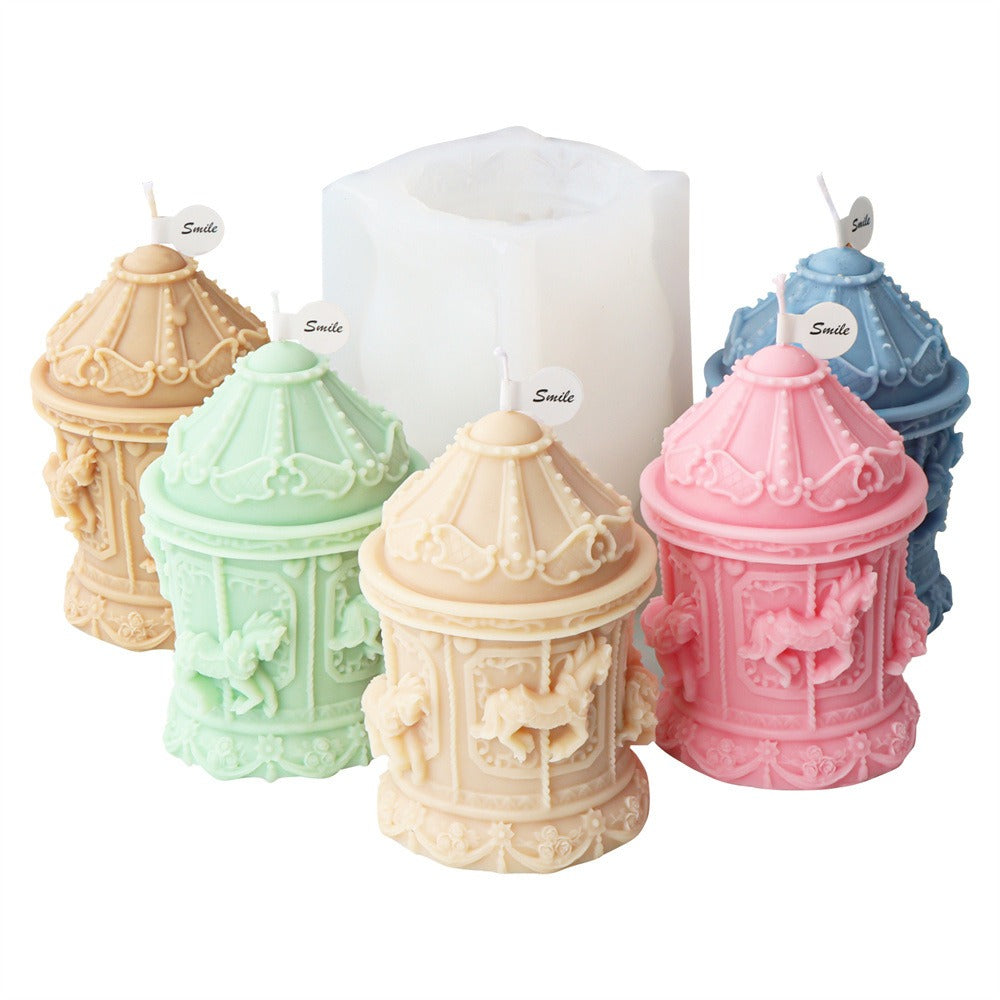 Retro Carousel Candle Mold for Detailed Holiday Decor