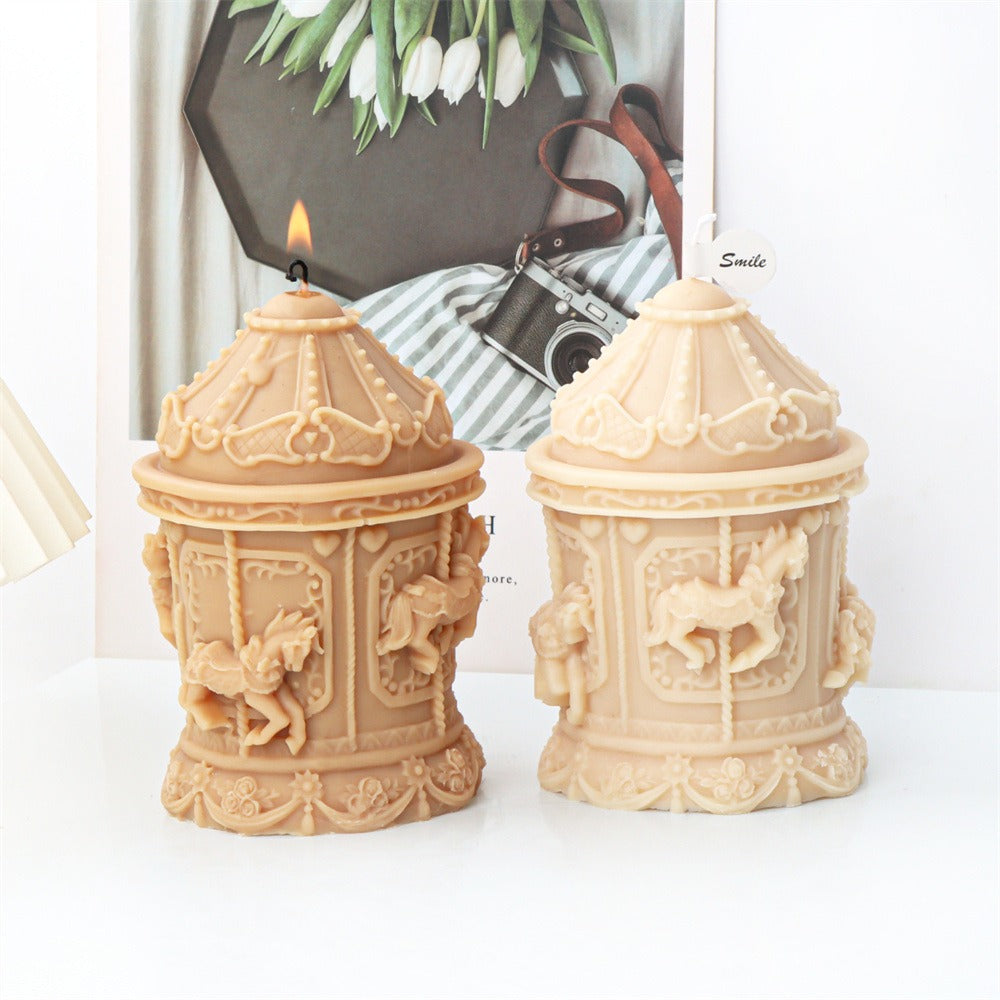 Retro Carousel Candle Mold for Detailed Holiday Decor