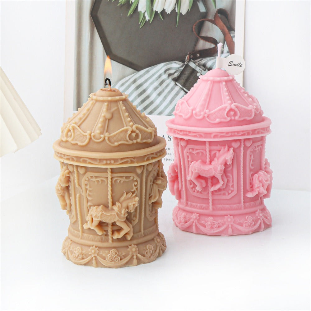 Retro Carousel Candle Mold for Detailed Holiday Decor