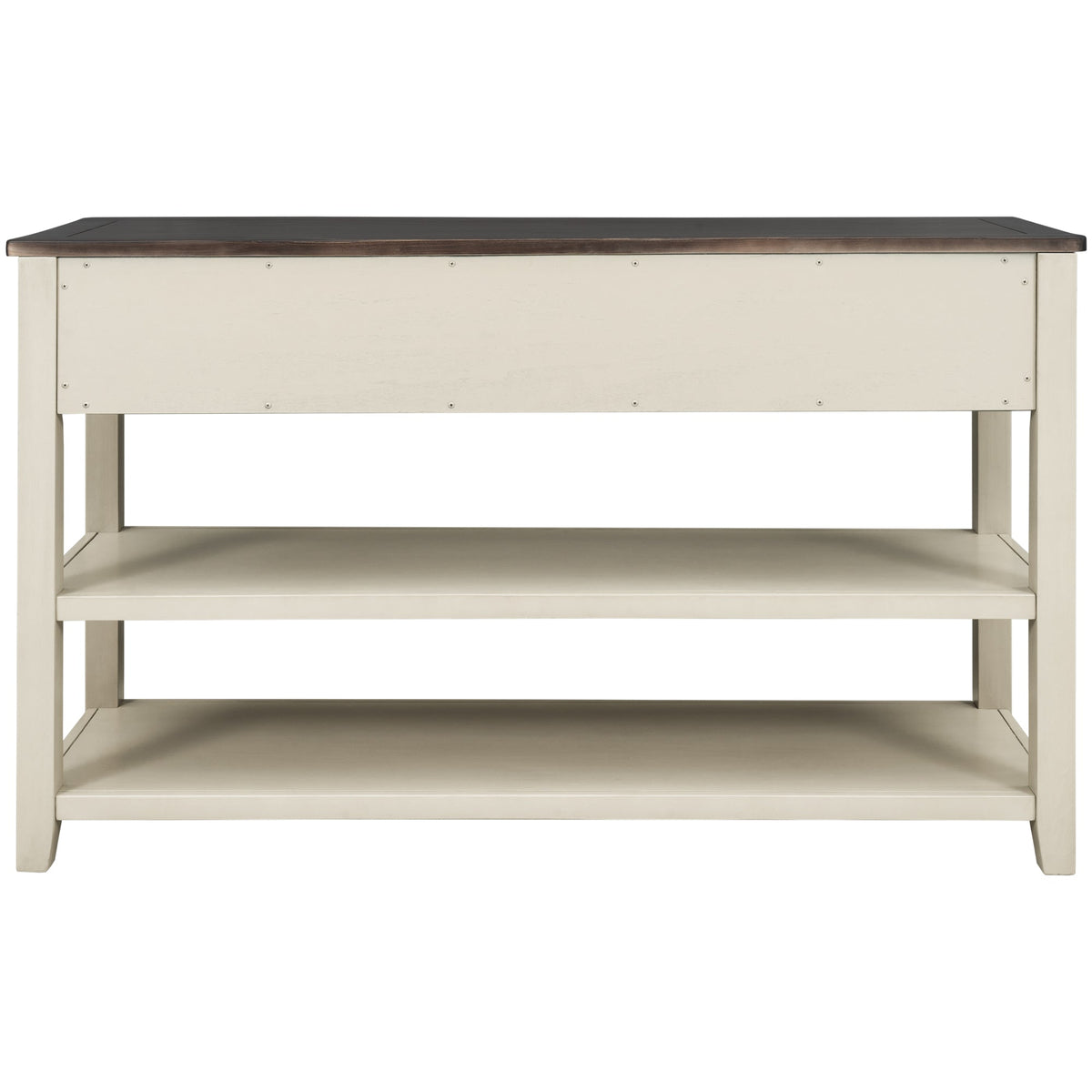 Solid Pine Console Table with Drawers and Shelves