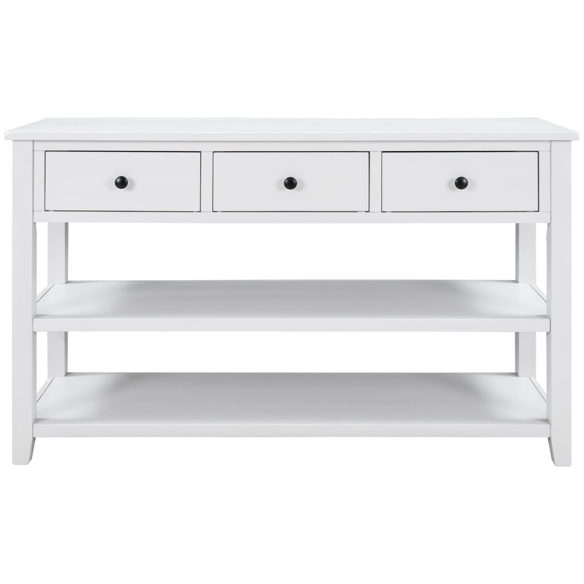 Retro Pine Console Table with Drawers and Shelves