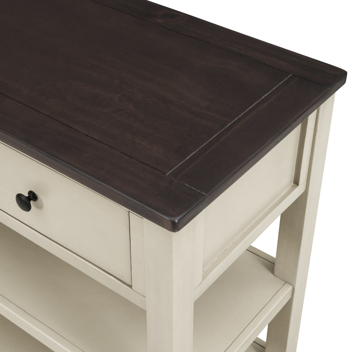 Solid Pine Console Table with Drawers and Shelves
