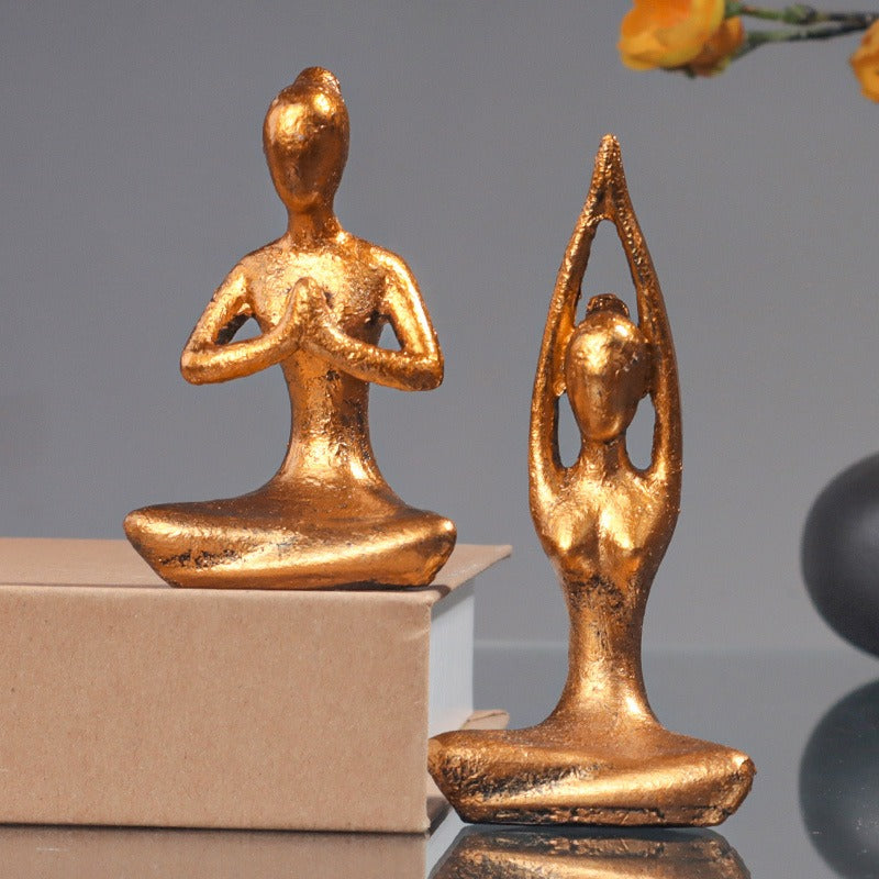 Yoga Sculptures Set of 4 Antique Gold Home Accent Decor