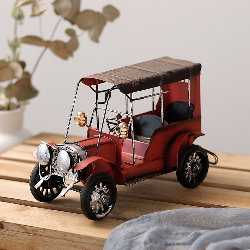 Retro Metal Car Ornament for Nostalgic Home Decor Display