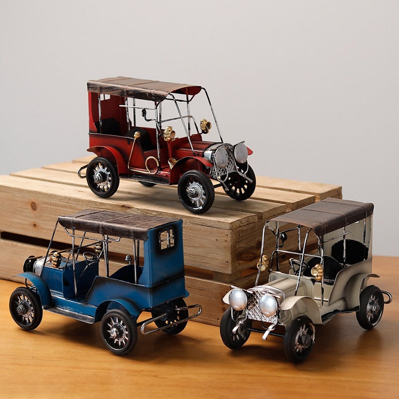 Retro Metal Car Ornament for Nostalgic Home Decor Display