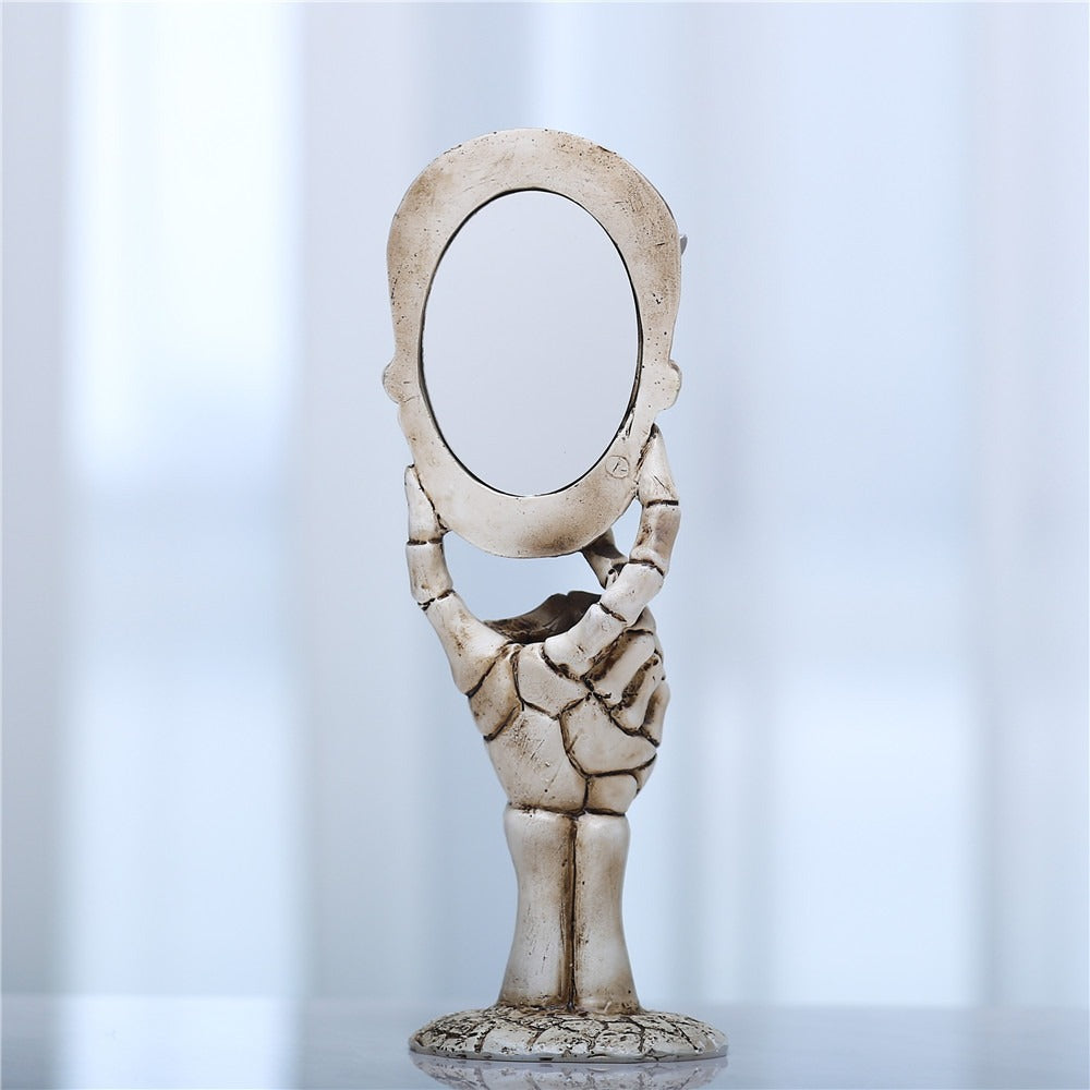 Skull Tabletop Mirror – Gothic Vanity Decor Accent
