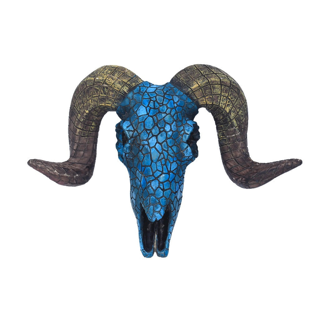 Turquoise Ram Skull Wall Decor Rustic Statement Piece