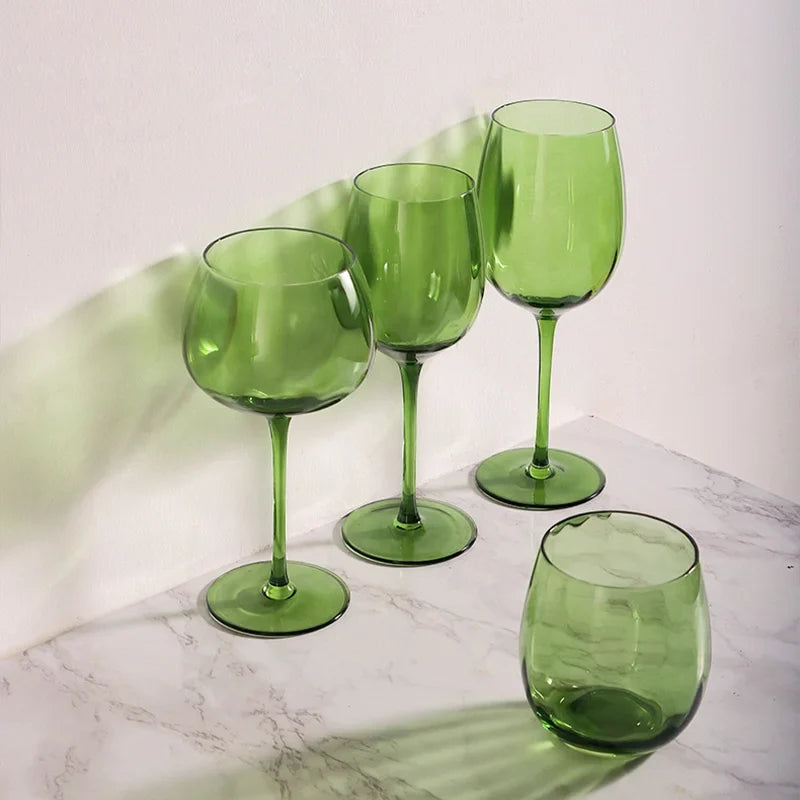 Retro Green Wine Glasses for Vintage Table Settings