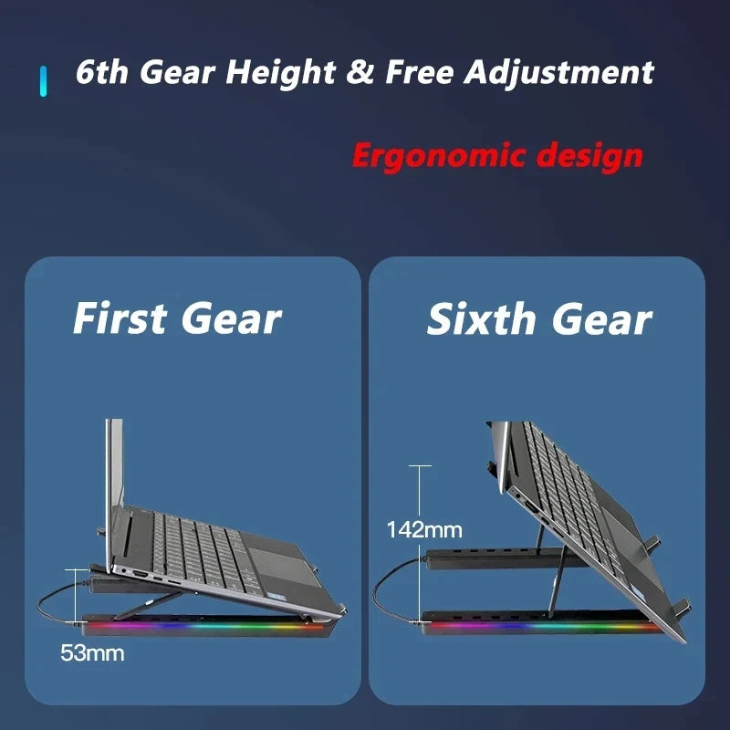 Adjustable Laptop Stand with 6 Heights and USB Hub