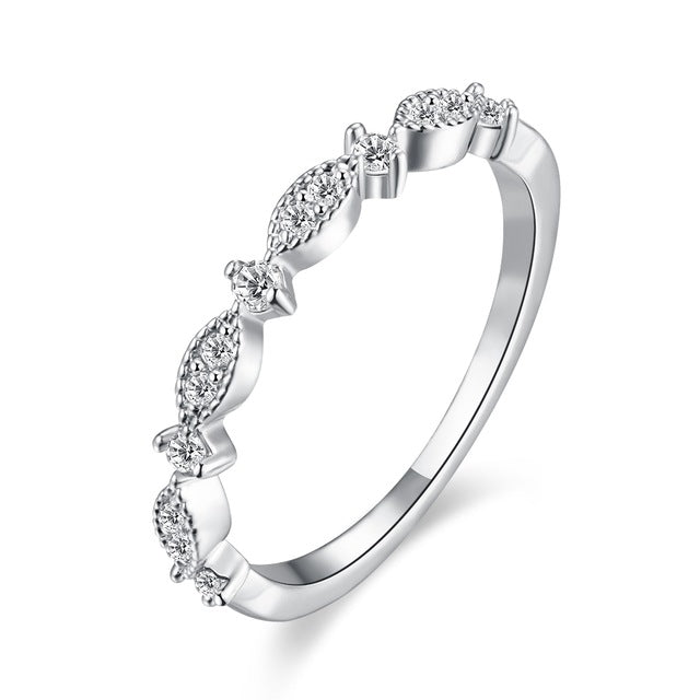 Stackable Cubic Zirconia Wedding Band with Sparkle