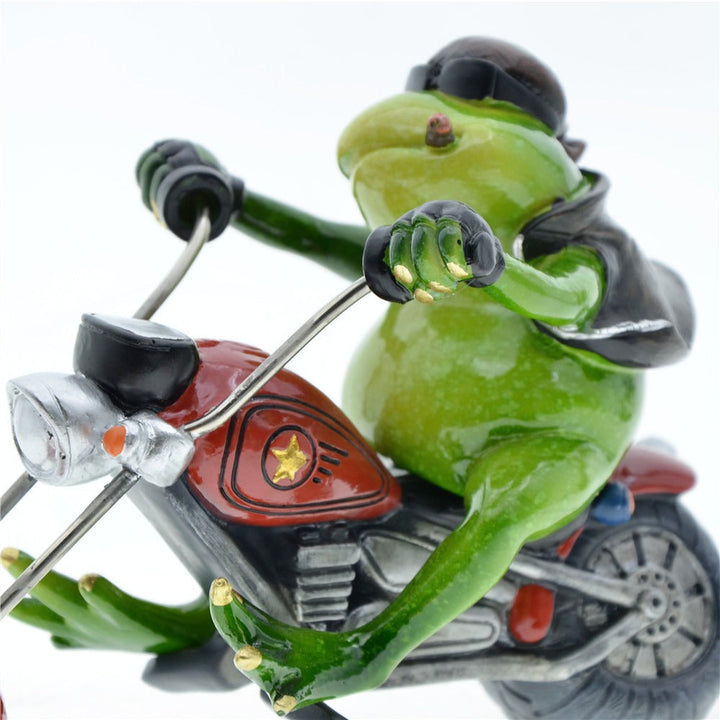Riding Motorcycle Frog Ornament: Whimsical Home Decor