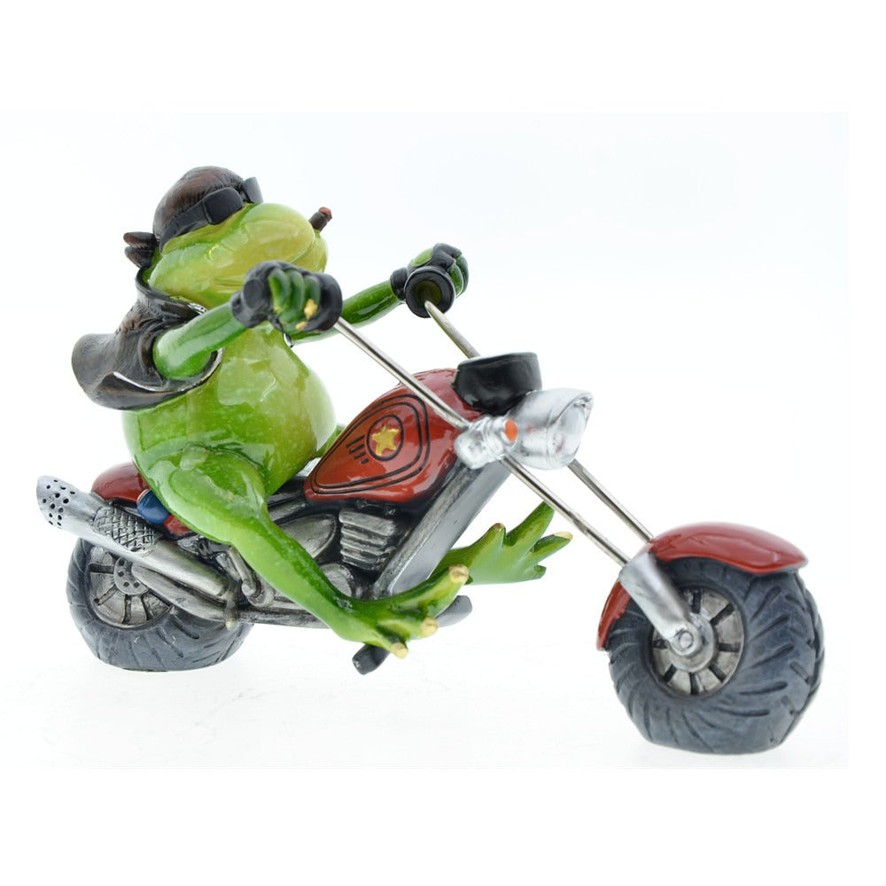 Riding Motorcycle Frog Ornament: Whimsical Home Decor