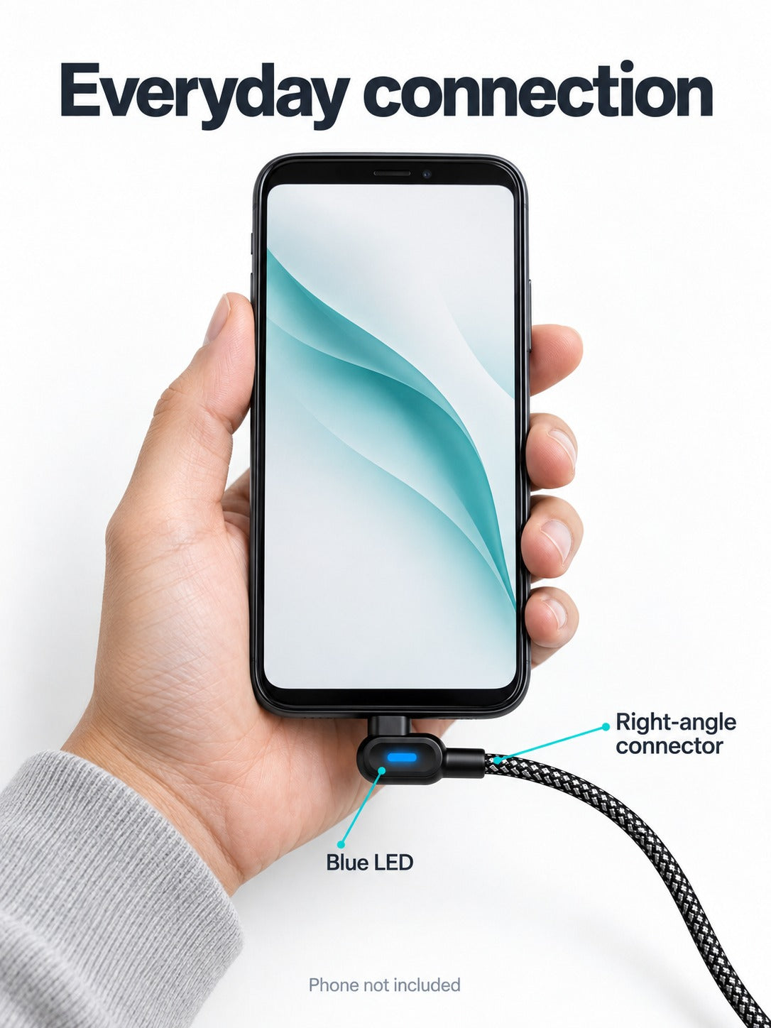 Right Angle Braided Gaming Charging Cable for Phones