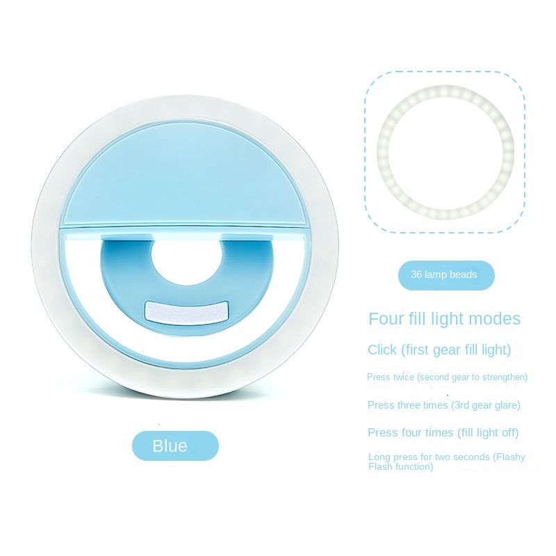 Phone Selfie Ring Light with Mirror, Clip-On LED Fill