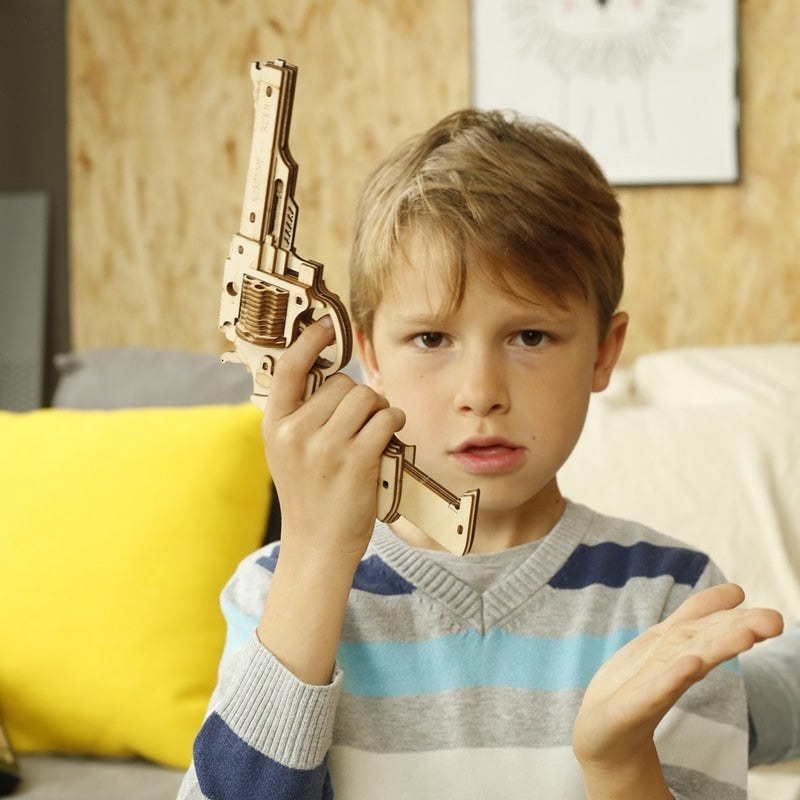 DIY Wooden Revolver Building Kit for Screen-Free Play
