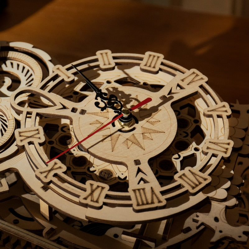 DIY Wooden Owl Clock Model Kit With Moving Gear Display
