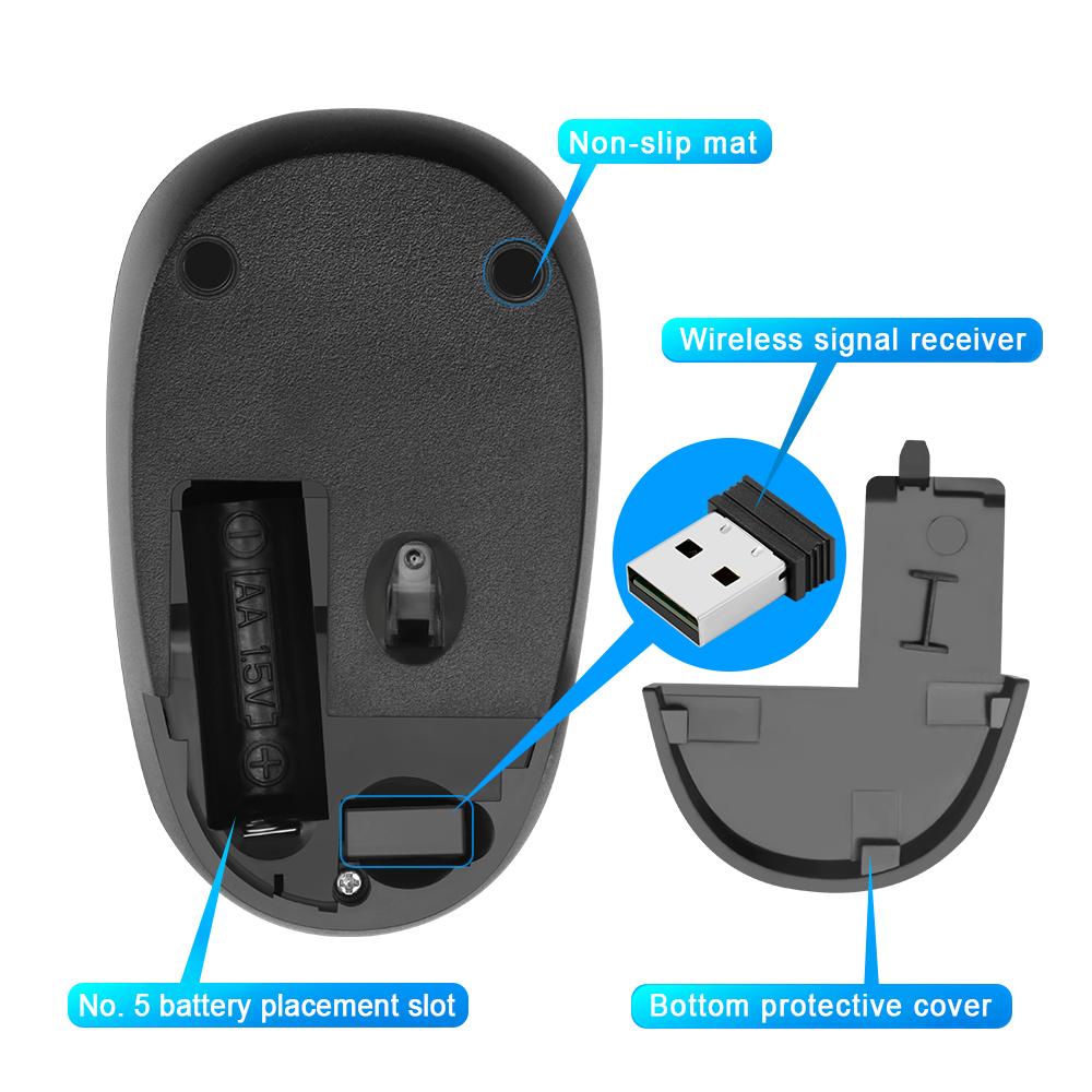 Compact Wireless Ergonomic Mouse, 2.4GHz USB Receiver