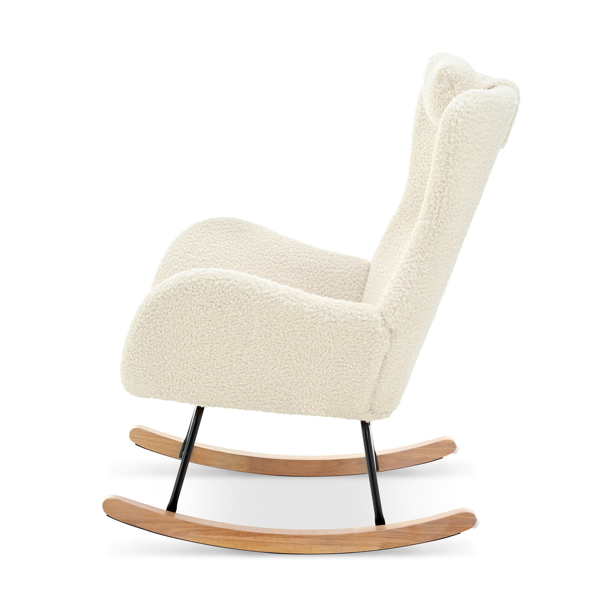 Cream Rocking Chair with High Back for Nursery Comfort