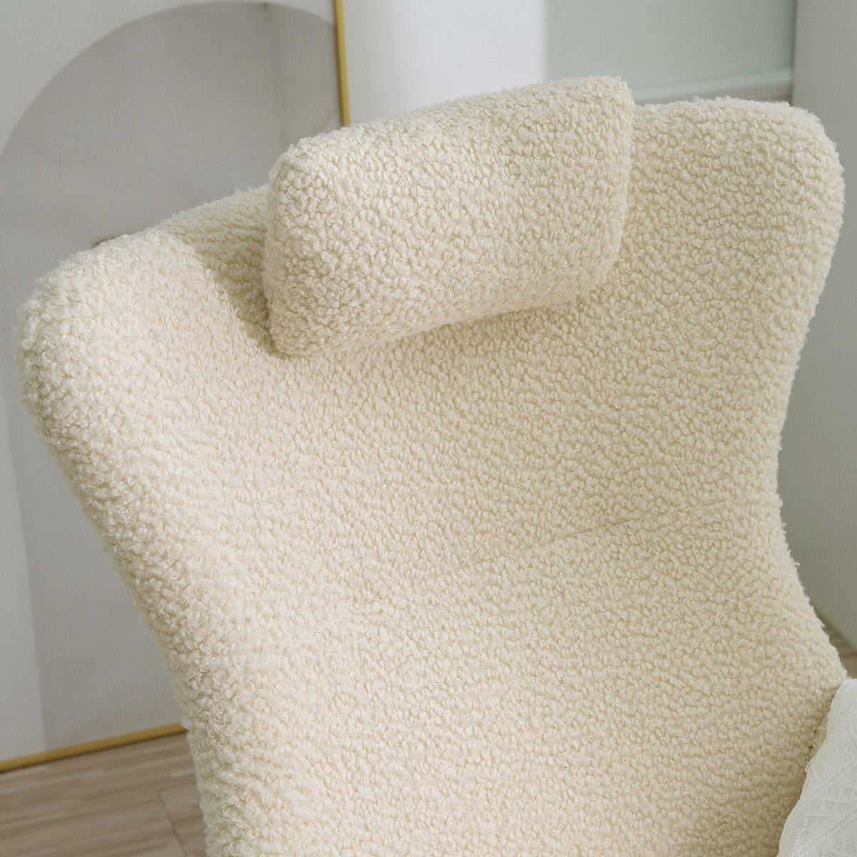 Cream Rocking Chair with High Back for Nursery Comfort