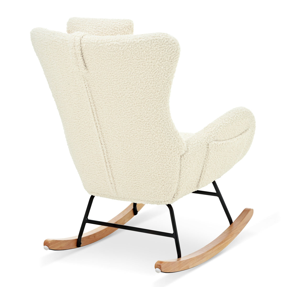 Cream Rocking Chair with High Back for Nursery Comfort