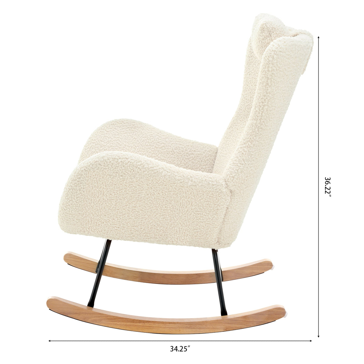 Cream Rocking Chair with High Back for Nursery Comfort