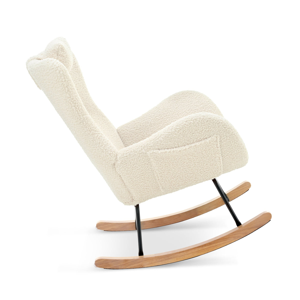 Cream Rocking Chair with High Back for Nursery Comfort