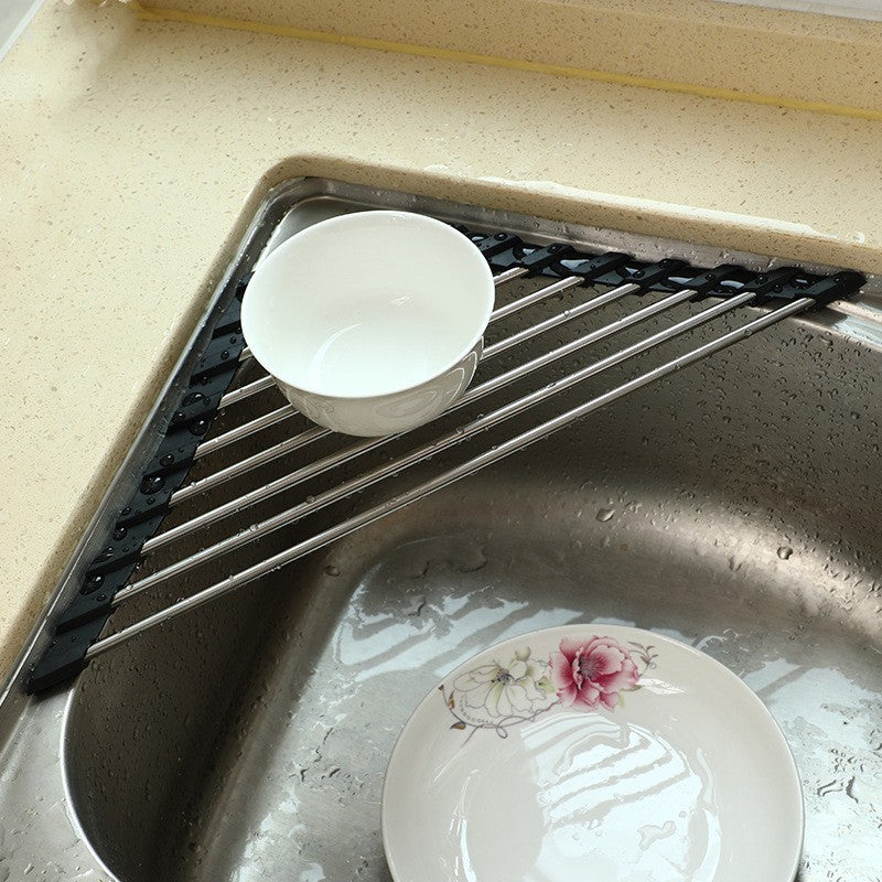 Foldable Stainless Steel Triangular Sink Drying Rack