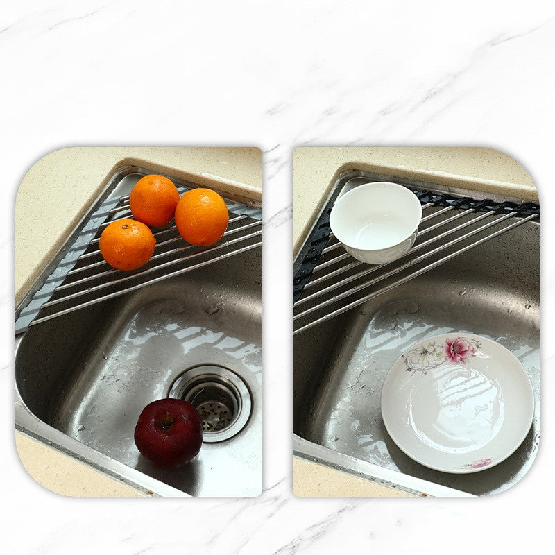 Foldable Stainless Steel Triangular Sink Drying Rack