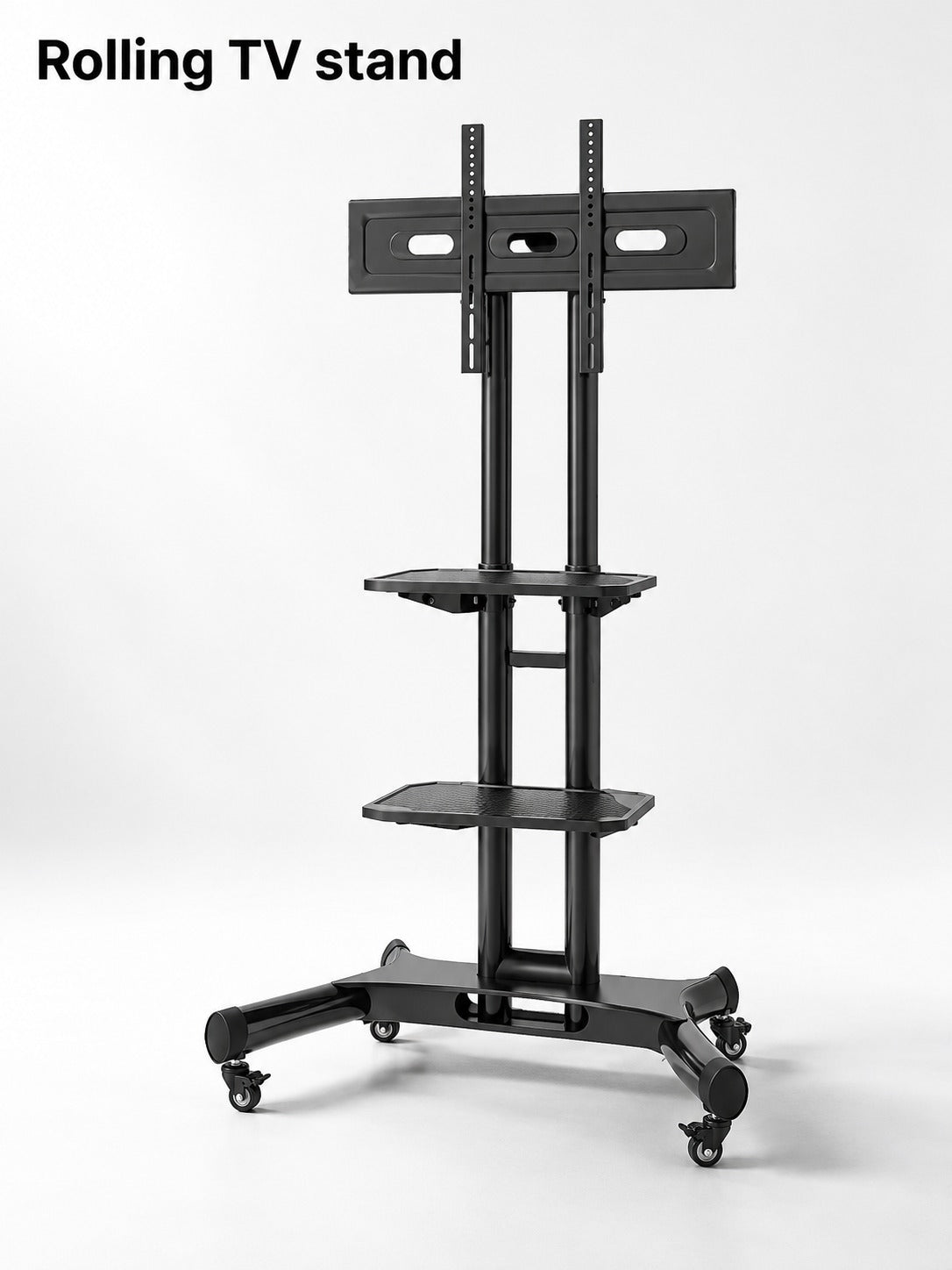 Rolling TV Stand with Tilt and Height Adjustment
