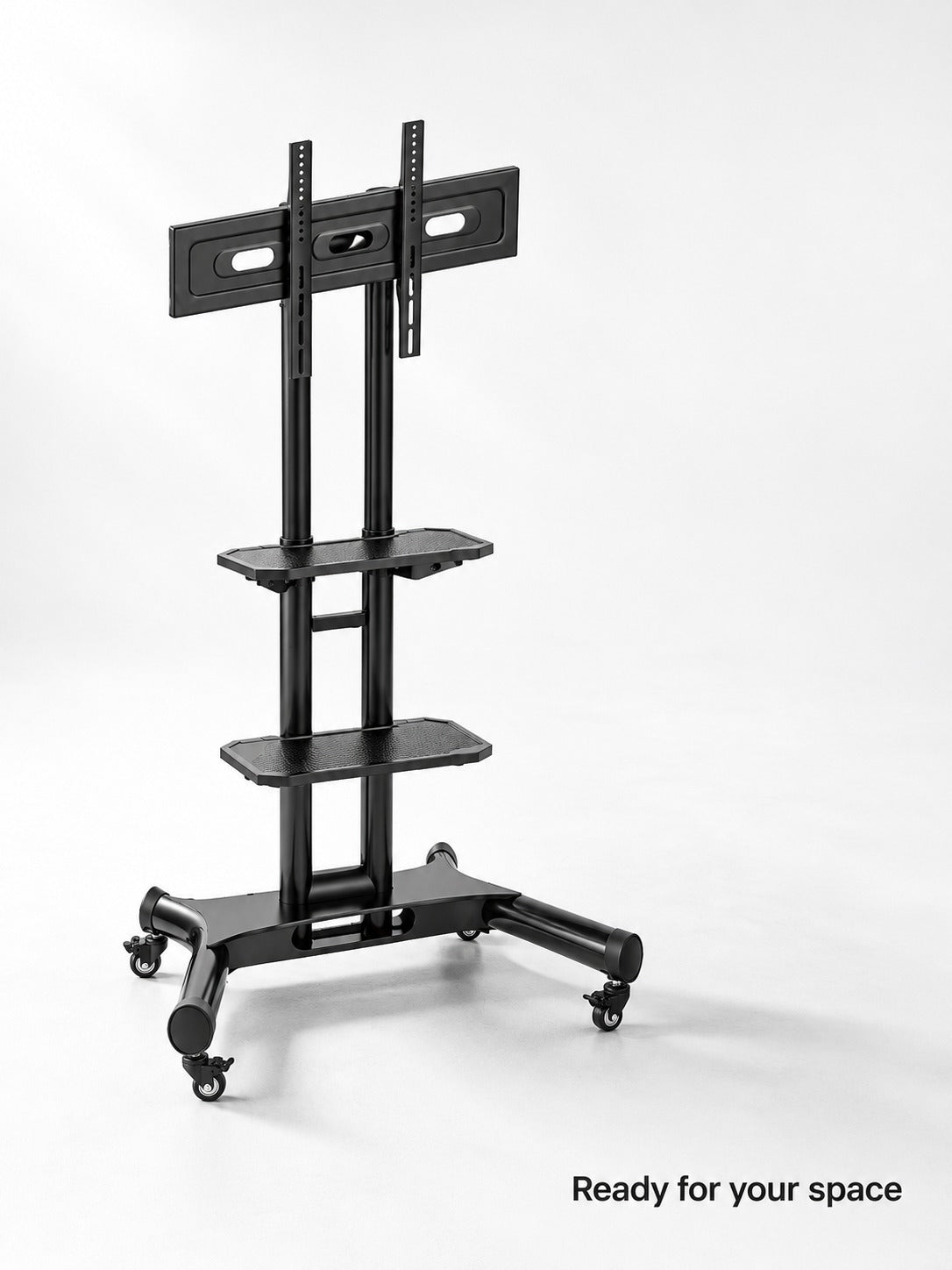 Rolling TV Stand with Tilt and Height Adjustment