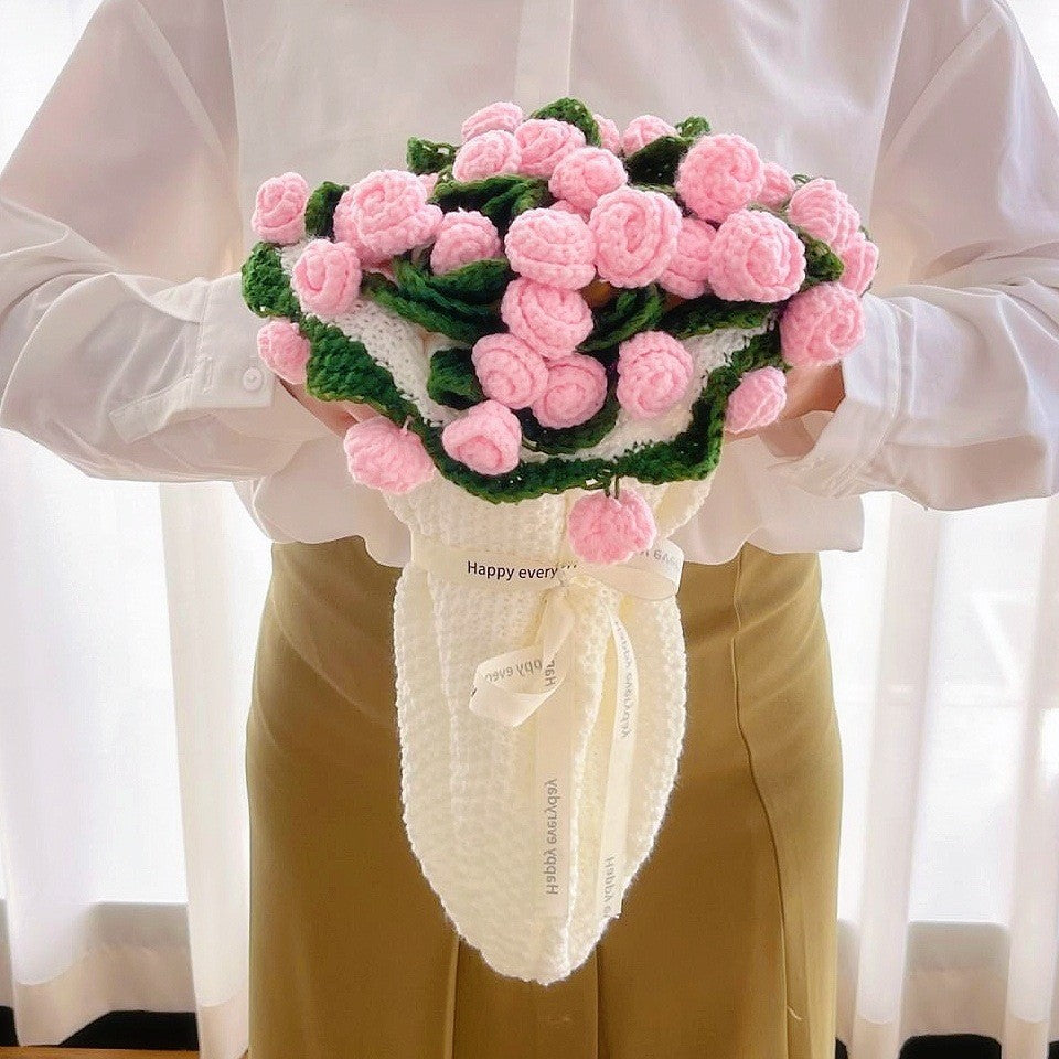 Rose Bouquet Blanket – Handwoven Floral Cozy Decor