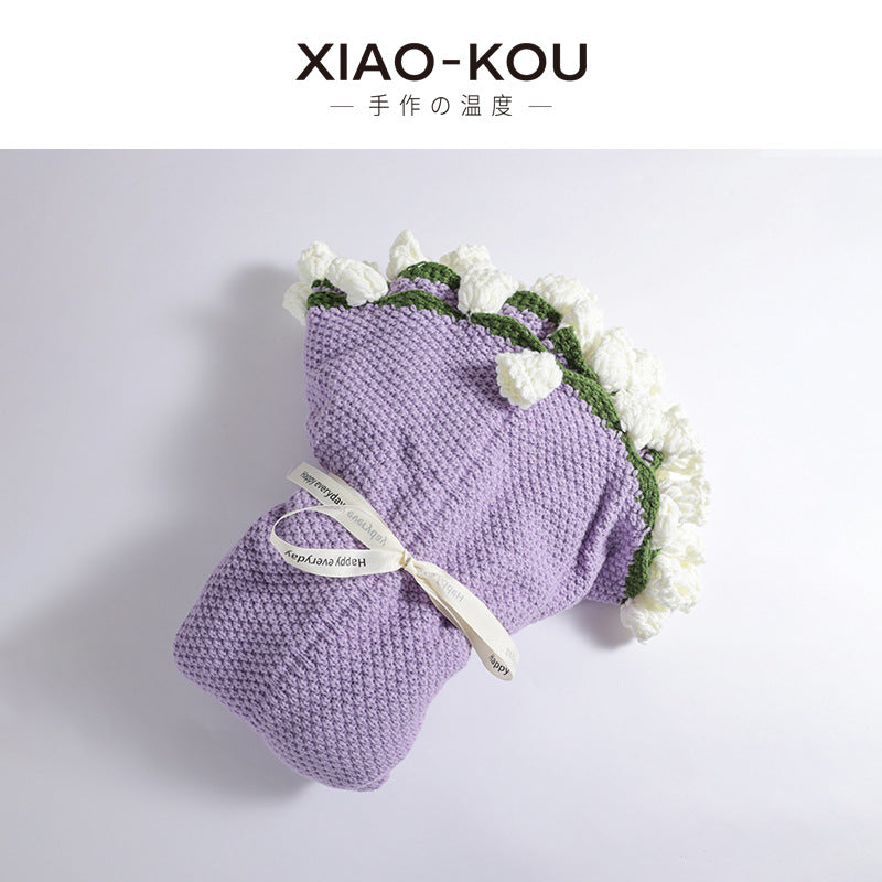 Rose Bouquet Blanket – Handwoven Floral Cozy Decor