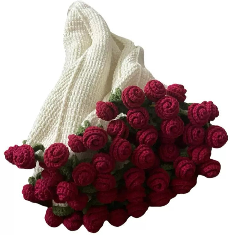 Rose Bouquet Blanket – Handwoven Floral Cozy Decor