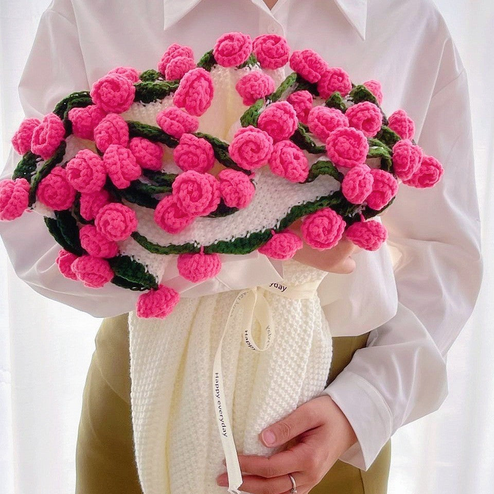 Rose Bouquet Blanket – Handwoven Floral Cozy Decor