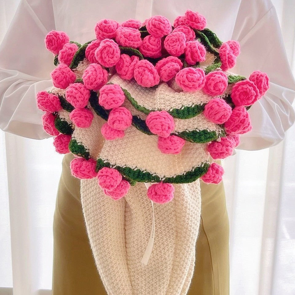 Rose Bouquet Blanket – Handwoven Floral Cozy Decor