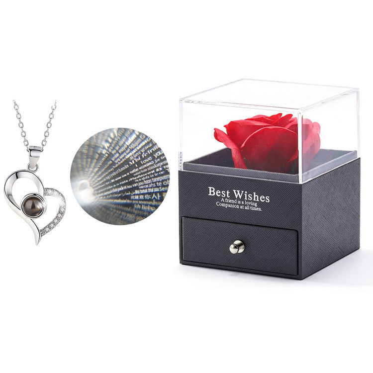 Rose Necklace Gift Box with Romantic Keepsake Display