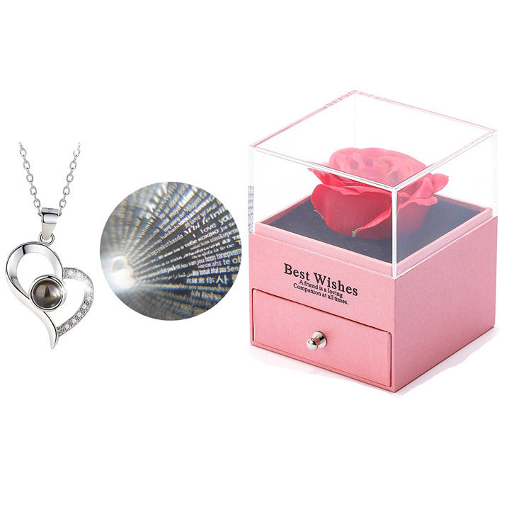Rose Necklace Gift Box with Romantic Keepsake Display