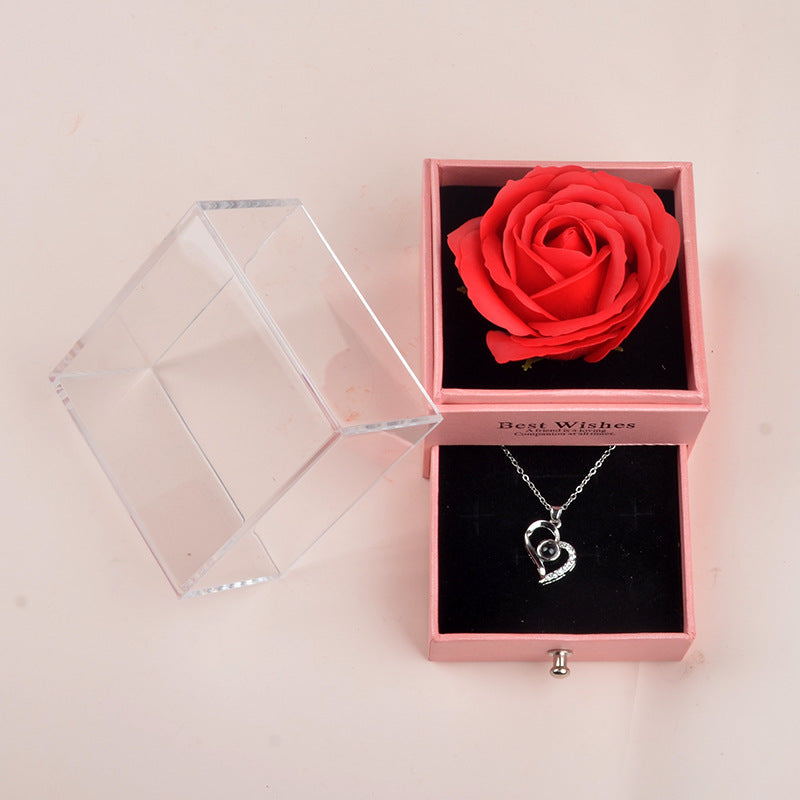 Rose Necklace Gift Box with Romantic Keepsake Display