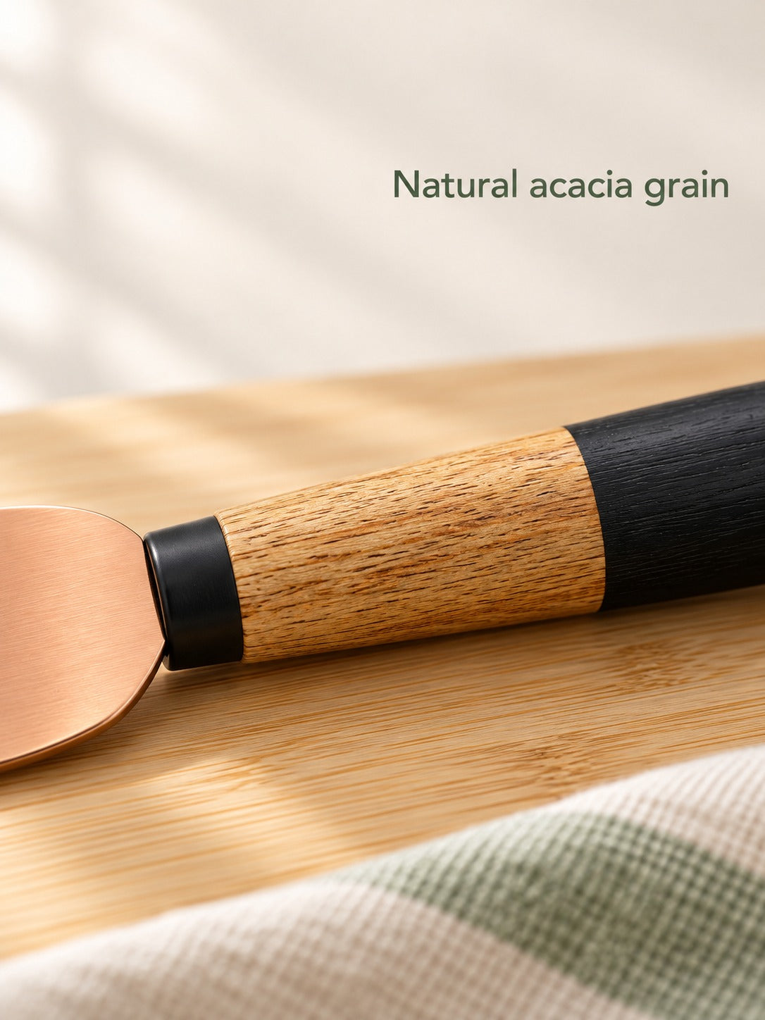 Rose Gold Cheese Knife Set with Acacia Wood Handles