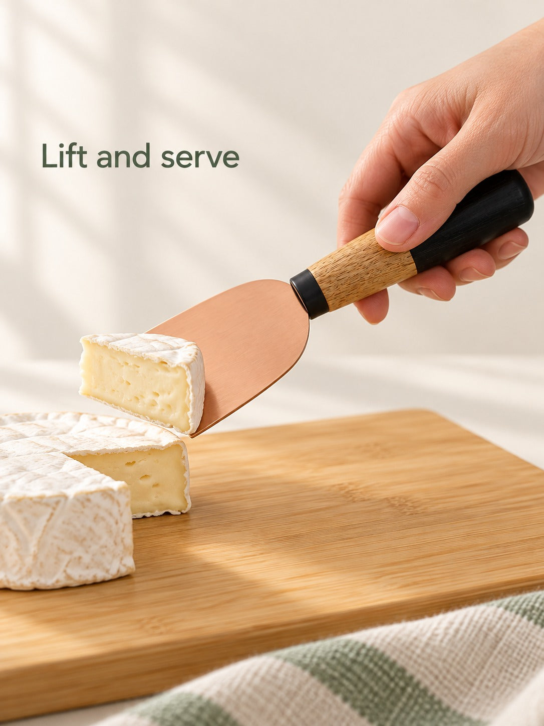 Rose Gold Cheese Knife Set with Acacia Wood Handles