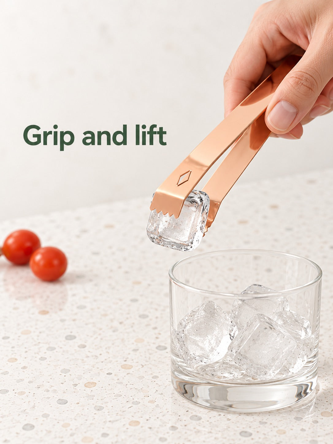 Rose Gold Stainless Steel Ice Clip for Bars & Buffets