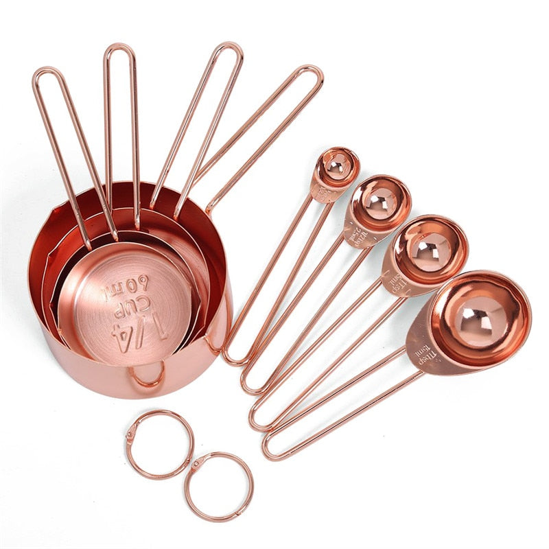Rose Gold Stainless Steel Measuring Cups and Spoons Set