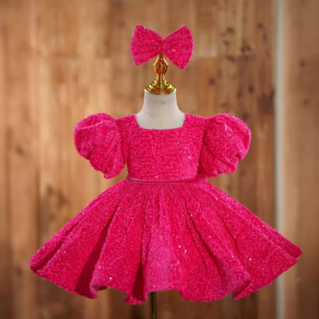 Girls' Princess Party Dress With Sparkling Full Skirt