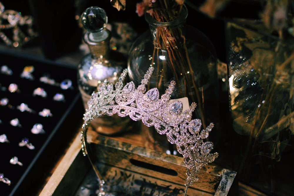 Cubic Zirconia Bridal Tiara Crown for Wedding Hair