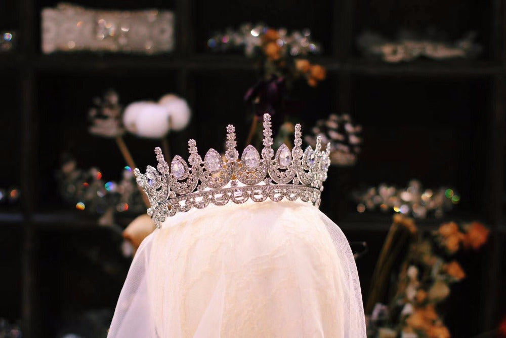 Cubic Zirconia Bridal Tiara Crown for Wedding Hair