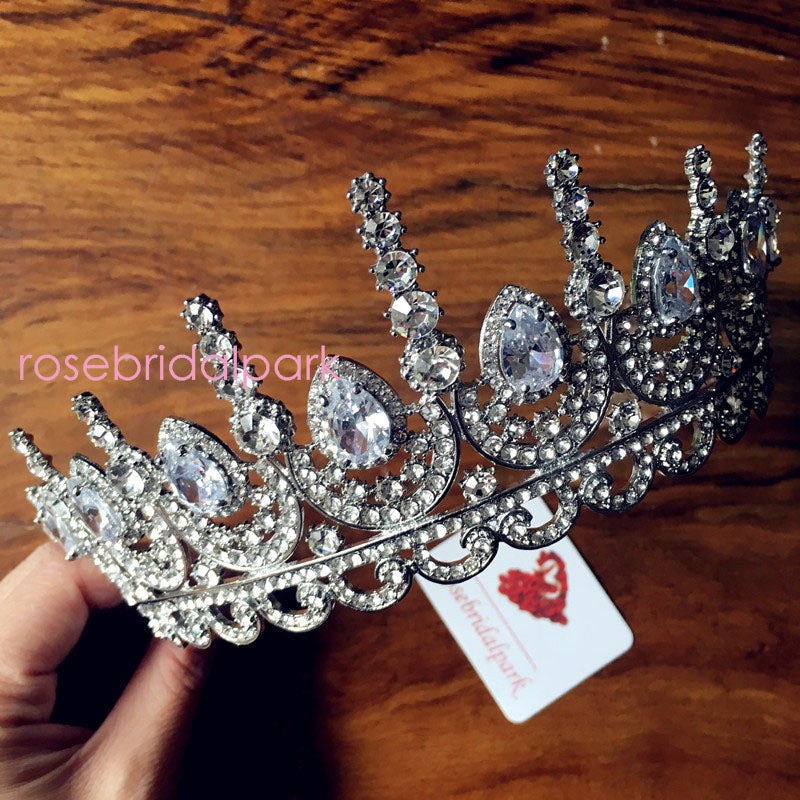 Cubic Zirconia Bridal Tiara Crown for Wedding Hair
