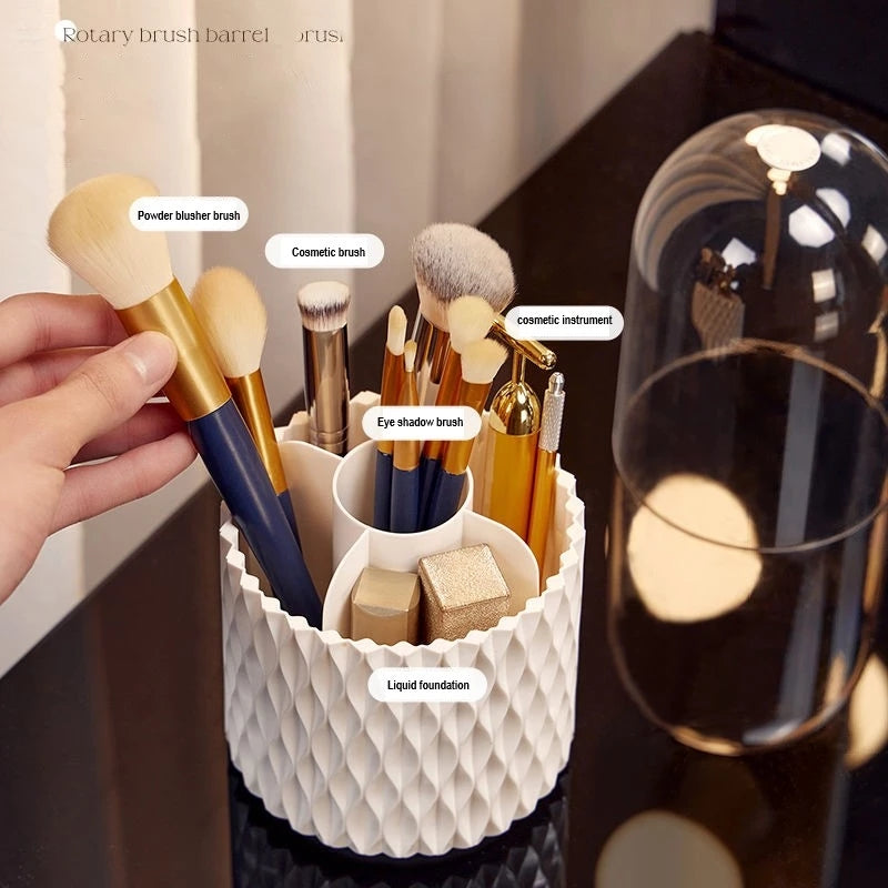 Rotating Makeup Brush Holder With Dustproof Clear Cover