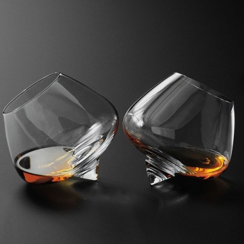 Tilted Crystal Whiskey Tumbler, 250ml Cone Base Glass